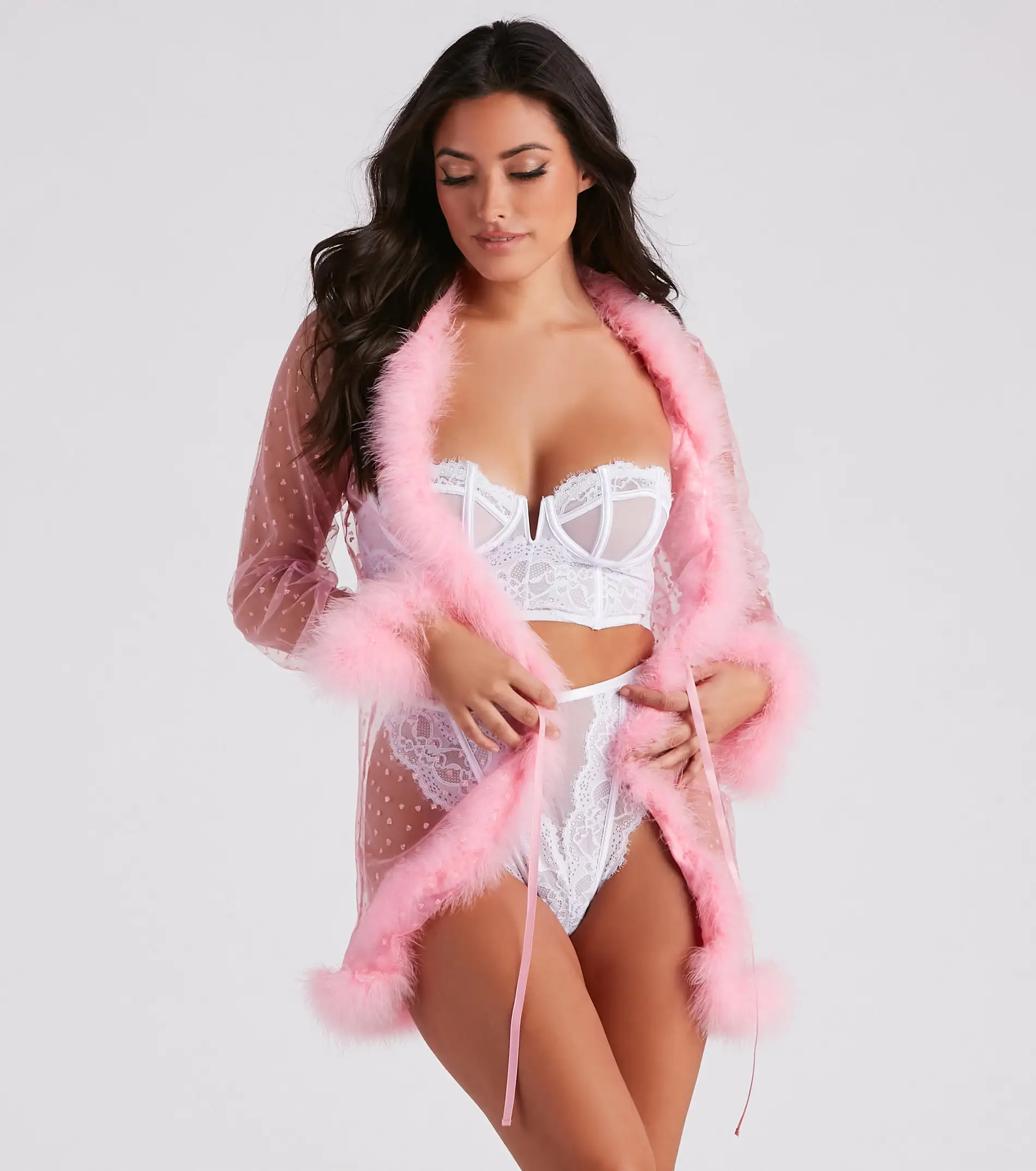 Windsor. Dream Girl Glitter Heart Marabou Feather Robe 3 Windsor. Dream Girl Glitter Heart Marabou Feather Robe