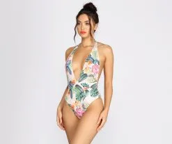 Windsor. Jetsetter Tropical V Halter Swimsuit