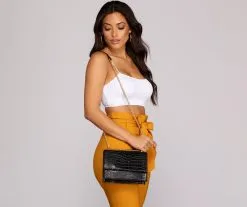 Windsor. Croc Print Crossbody Purse