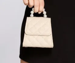 Windsor. Fancy Babe Pearl Handle Mini Quilted Purse -Formal Dresses Online Shop 07203 0302 2