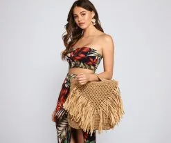 Windsor. Vacay Bound Raffia Straw Tote