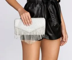 Windsor. Fab Fringe Rhinestone Envelope Clutch