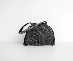 Windsor. Mini Rhinestone Drawstring Purse