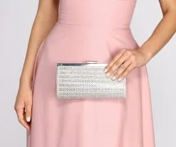Windsor. Silver Rhinestone Evening Clutch