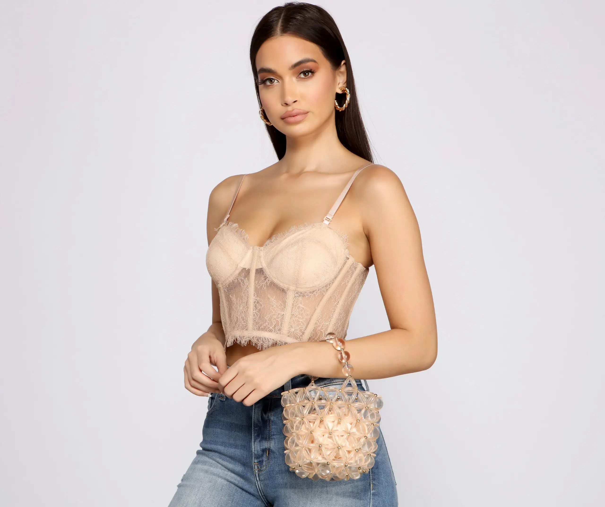 Windsor. Beaded Beauty Acrylic Bucket Bag 5 Windsor. Beaded Beauty Acrylic Bucket Bag - Image 3