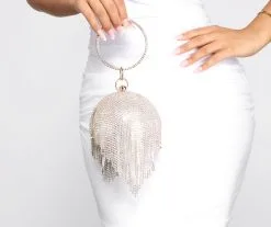 Windsor. Glamorous Life Rhinestone Fringe Sphere Clutch