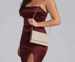 Windsor. Glitter Mesh Foldover Clutch