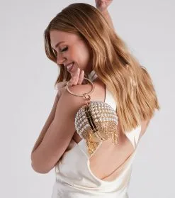 Windsor. Perfectly Elegant Rhinestone And Pearl Sphere Clutch