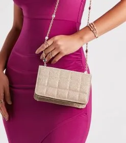 Windsor. All The Glamour Glitter Mesh Crossbody Bag