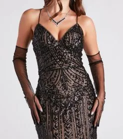 Windsor. Effortlessly Glam Sheer Long Gloves