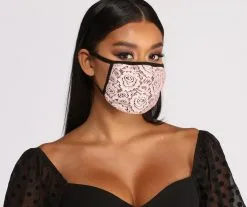 Windsor. Floral Lace Face Mask With Earloops