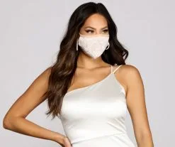 Windsor. Sequin Scroll Print Face Mask