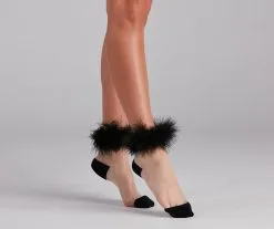Windsor. Classy Girl Marabou Trim Socks