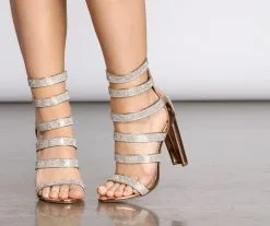 Windsor. Always Party Ready Rhinestone Strappy Heels