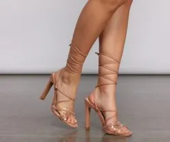 Windsor. Stunning Strappy Faux Suede Block Heels -Formal Dresses Online Shop 07401 2324 4