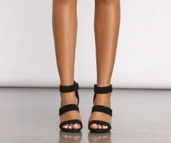 Windsor. Triple Threat Faux Nubuck Block Heels -Formal Dresses Online Shop 07401 2381 5