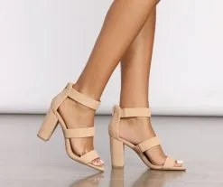 Windsor. Triple Threat Faux Nubuck Block Heels -Formal Dresses Online Shop 07401 2382 3