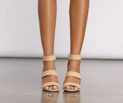 Windsor. Triple Threat Faux Nubuck Block Heels -Formal Dresses Online Shop 07401 2382 5