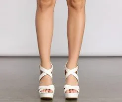 Windsor. Chic And Charming Criss Cross Platform Block Heels -Formal Dresses Online Shop 07401 2396 3