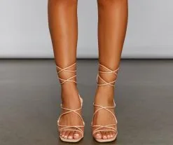 Windsor. Level Up Lace Up Block Heels -Formal Dresses Online Shop 07401 2946 2