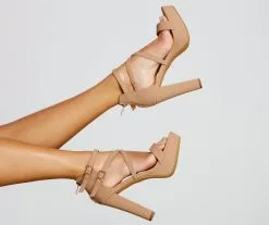 Windsor. Night Diva Criss Cross Ankle Strap Block Heels -Formal Dresses Online Shop 07401 3009 1