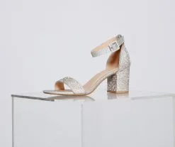 Windsor. Glitzy Babe Rhinestone Block Heels