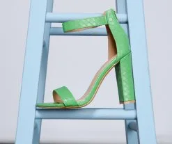 Windsor. Don't Stop Faux Leather Croc Embossed Block Heels