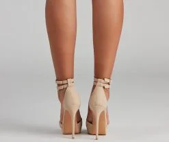Windsor. Lady's Night Nubuck Buckle Stiletto Heels -Formal Dresses Online Shop 07401 3640 4