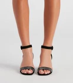 Windsor. Shimmer Down Rhinestone Block Heels -Formal Dresses Online Shop 07401 3968 2