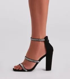 Windsor. Dazzling In Rhinestone Block Heels -Formal Dresses Online Shop 07401 4004 3