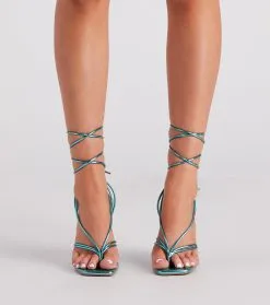Windsor. Fierce Stance Metallic Lace-Up Heels