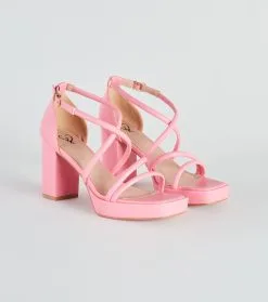 Windsor. All Crossed Up Strappy Block Heels