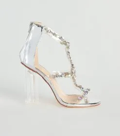 Windsor. Iridescent Glow Gemstone Clear Block Heels 8 Windsor. Iridescent Glow Gemstone Clear Block Heels -Formal Dresses Online Shop 07401 4441 2