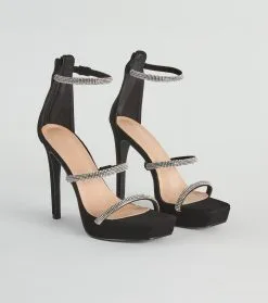 Windsor. Sleek And Glam Rhinestone Platform Stiletto Heels