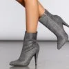 Windsor. Glitter Mesh Rhinestone Stiletto Booties