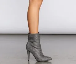 Windsor. Glitter Mesh Rhinestone Stiletto Booties -Formal Dresses Online Shop 07403 0148 5