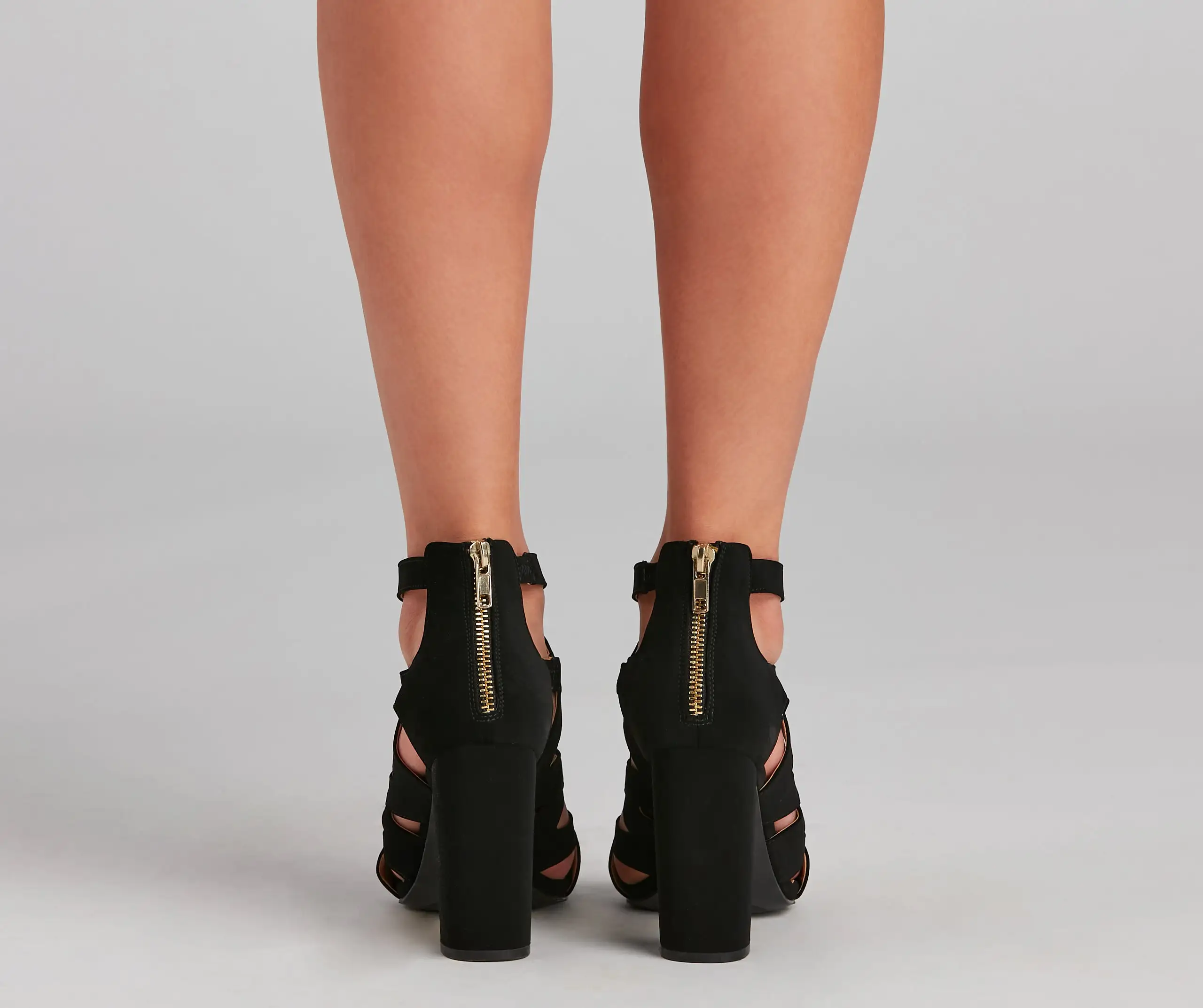 Windsor. Lattice Work Nubuck Block Heel Booties 5 Windsor. Lattice Work Nubuck Block Heel Booties - Image 3