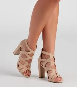 Windsor. Lattice Work Nubuck Block Heel Booties 14 Windsor. Lattice Work Nubuck Block Heel Booties -Formal Dresses Online Shop 07403 1551 1