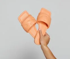 Windsor. Glamour Chic Faux Leather Quilted Slides -Formal Dresses Online Shop 07404 0774 1