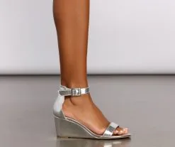 Windsor. Keep On Dancing Chrome Low Wedges -Formal Dresses Online Shop 07406 0078 4
