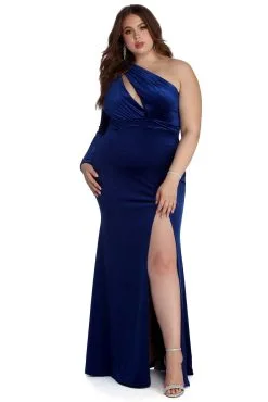 Windsor. Plus Marina One Shoulder Velvet Dress