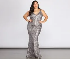 Windsor. Plus Alani Sequin Scroll Dress