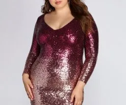 Windsor. Plus Ombre Sequin Dress -Formal Dresses Online Shop 15101 0032 2